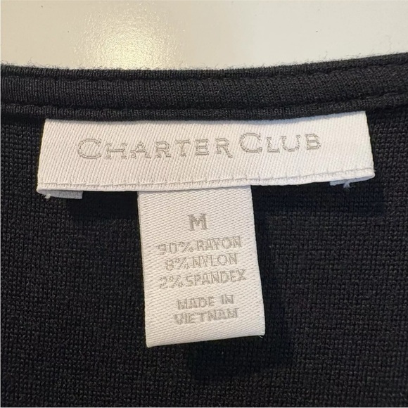 Charter Club Black Stretch Knit Surplice Dress Womens Size Medium (1592) - Picture 4 of 5